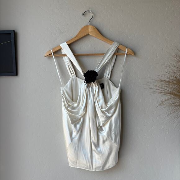 NEW J. Crew Collection Halter Top Rosette Crepe Ivory Satin Blouse Size Small - Picture 2 of 9